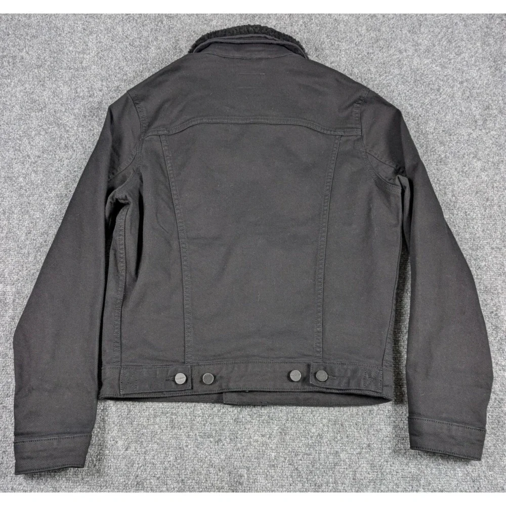 Tecovas Denim Trucker Jacket Mens Small Black Detachable‎ Sherpa Collar Western